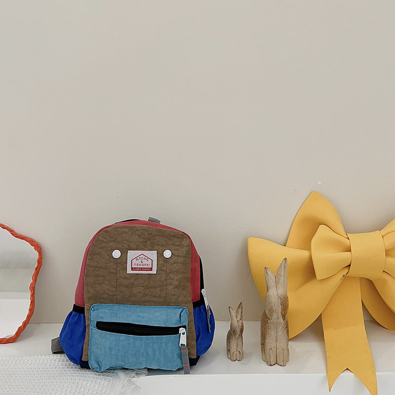 Children's Kindergarten Schoolbag Boys' Baby Contrast Color Small Backpack Girls' Trendy 2022 Cute Backpack Cute Bag
