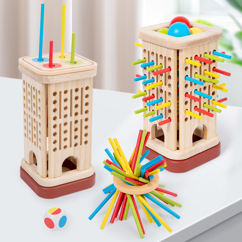Wooden Kidsren's Stick Insertion Game Baby Draw Stick Color Cognitive Pitching Montessori Family Interactive Toy