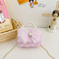 Korean Style Princess Handbag Fashion Bow Children Shoulder Bag Stylish Cute Girl Small Square Bag