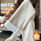 Pregnant women's cashmere striped new wide-leg pants chenille autumn and winter drape fleece-lined straight mop pants trousers
