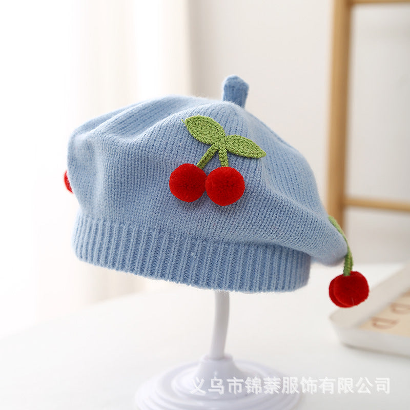 Spring and Autumn Korean Style Baby Boy and Girl Candy Color All-match Knitted Beret Children's Western Style Casual Wool Hat Paintler Hat