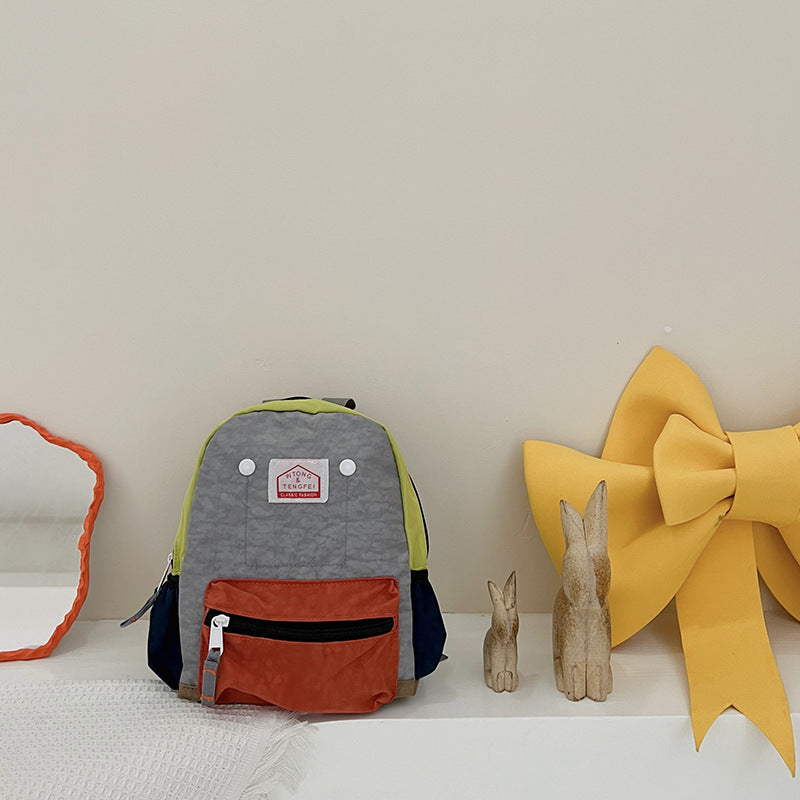 Children's Kindergarten Schoolbag Boys' Baby Contrast Color Small Backpack Girls' Trendy 2022 Cute Backpack Cute Bag