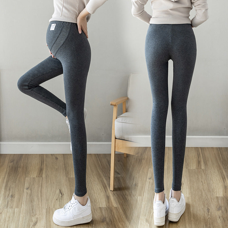 Pregnant Women's Leggings Spring and Autumn Outer Wearing Cotton plus size Autumn Pants fleece-lined Belly-supporting 150.00kg Pregnant Women's Nine-point Pants