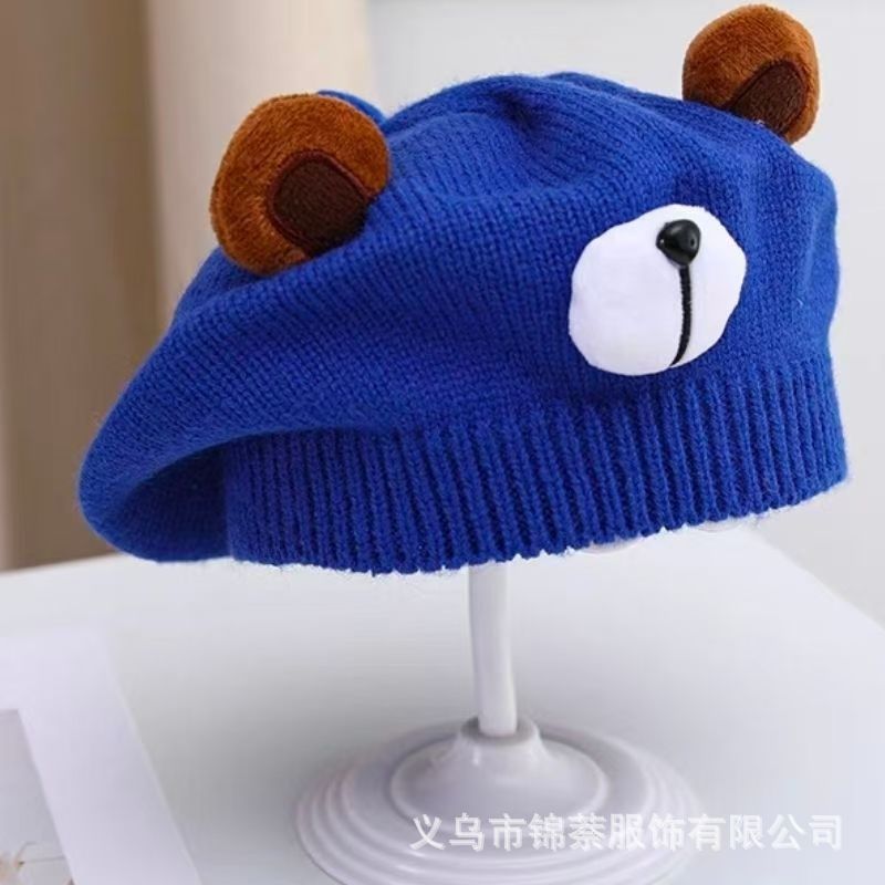 Spring and Autumn Korean Style Baby Boy and Girl Candy Color All-match Knitted Beret Children's Western Style Casual Wool Hat Paintler Hat