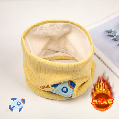 Children's Neck Warmer Autumn and Winter Fleece-Lined Warm A-Class Scarf Thickened Windproof Neck Gaiter Multifunctional Hat Neck Protector Cartoon