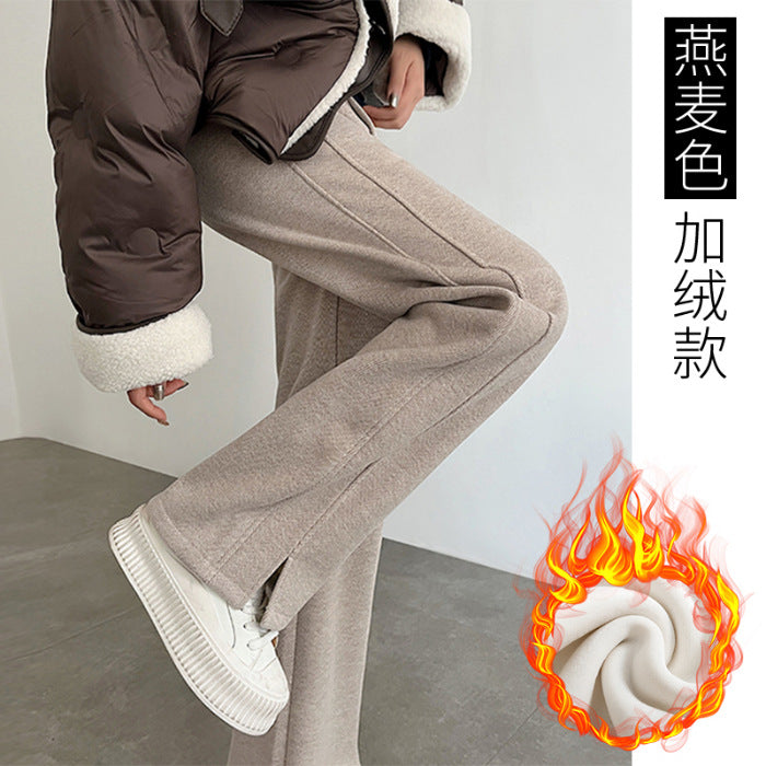 Pregnant Women's Trousers Herringbone Pattern Woolen Belly Narrow Wide-leg Pants Lazy Casual Glutinous Rice Pants Trousers Pregnant Women's Wear