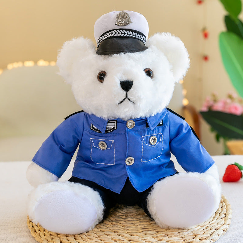 Police Bear Doll Traffic Police Bear Doll Uniform Fire Suit Teddy Bear Plush Toy Internet Red Bear Doll