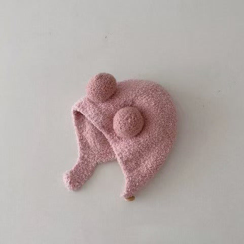 Korean Style Ins Autumn and Winter New Baby Ear Protection Cap Warm Cold-proof Cap Comfortable Baby Double Ball Soft Waxy Baotou Cap Trendy