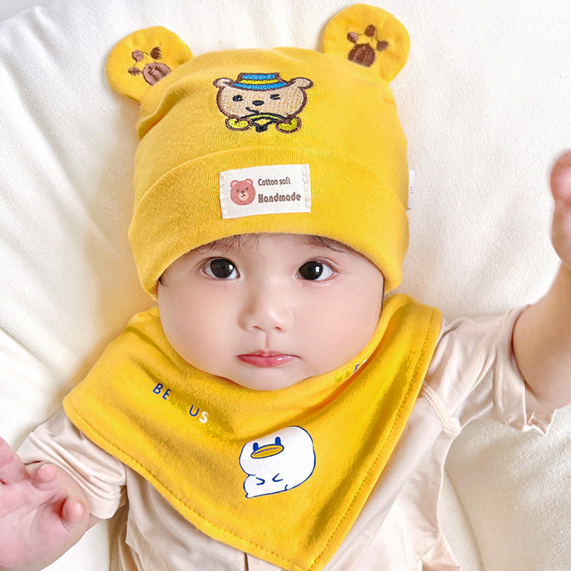 Katu Bear Infant Hat Spring & Fall 3-6-12 Months Male and Female Baby Pullover Hat Cotton 100-Day Sleeping Hat