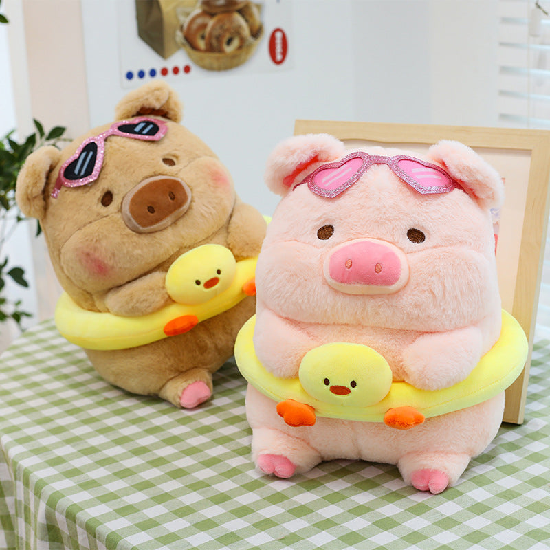 Cross-Border New Style Swimming Ring Lulu Pig Plush Toy Cute Donut Panda Pig Doll Children's Pillow Gift