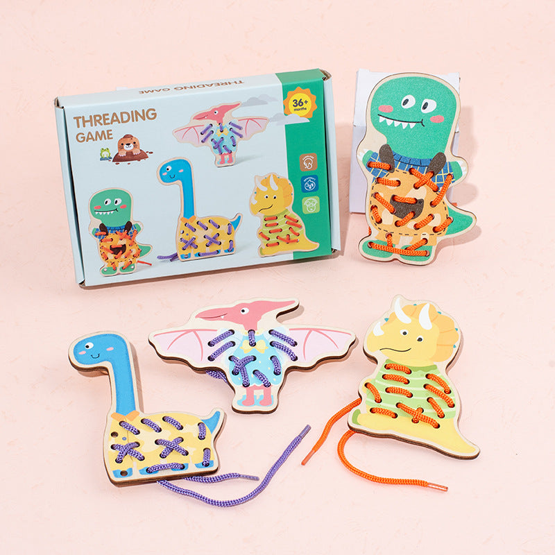 Children's Educational Threading Board, Threading Rope and Beads to Exercise Baby's Fine Finger Movement Toys, Montessori Early Education Teaching Aids