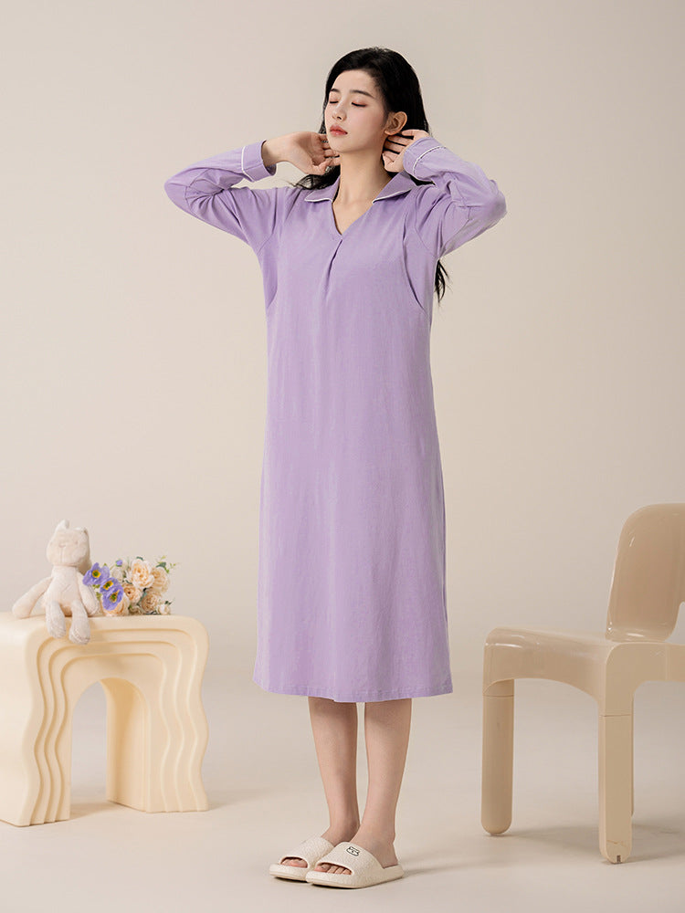 Class A confinement dress nursing nightgown spring and autumn postnatal pure cotton long dress for pregnant women to be born nursing dress trouser suit