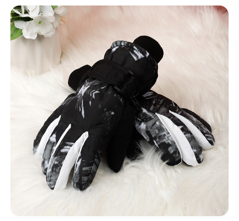 3-10 children's ski gloves outdoor riding gloves winter warm waterproof children's gloves play snow not wet hands
