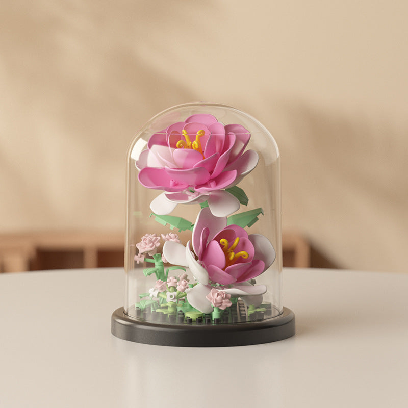 [wholesale generation] simulation of eternal flowers lily rose blocks compatible with Lego toy ornaments Valentine's Day gift