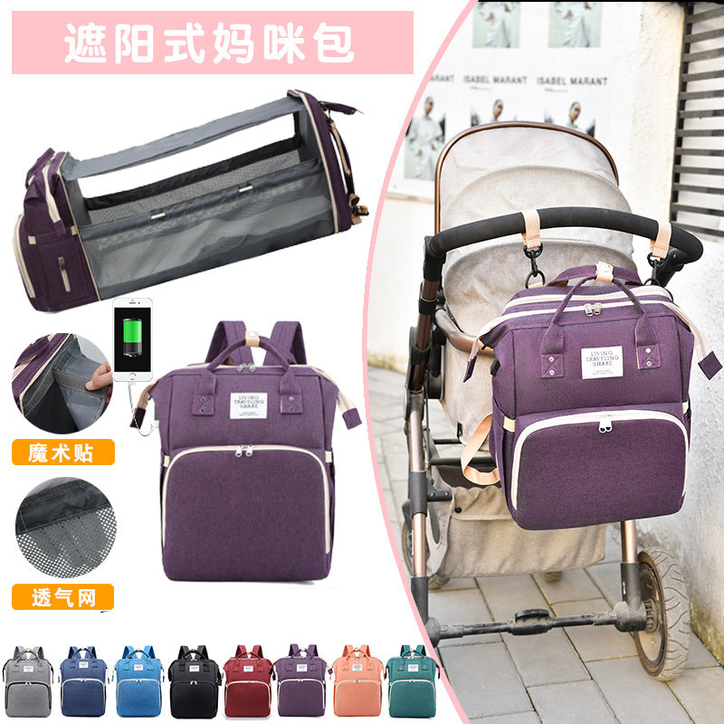 Foreign Trade Multifunctional Mother and Baby Bag, Breathable Sunshade, Lightweight Mother and Baby Large Multi-Purpose Backpack