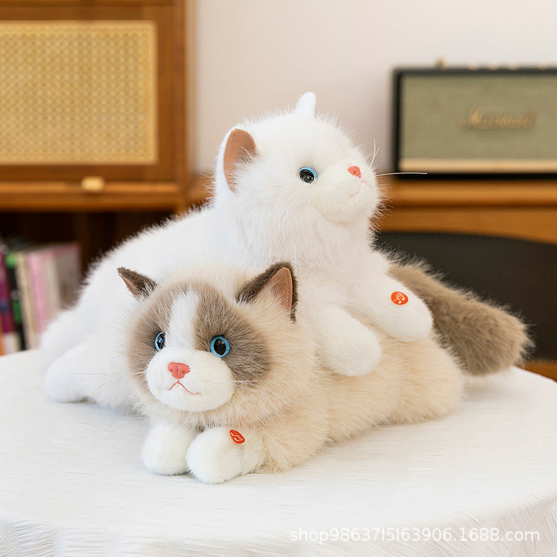 Cross-Border Simulation Cat Plush Toy, Cute Kitten Doll, Lying Cat Living Room Decoration, Children's Gift Wholesale