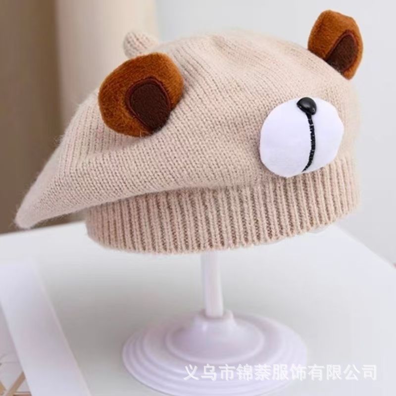 Spring and Autumn Korean Style Baby Boy and Girl Candy Color All-match Knitted Beret Children's Western Style Casual Wool Hat Paintler Hat