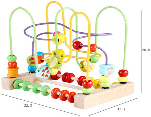 Children's Wooden Multi-Functional Threading Large Bead Color Recognition Early Education Building Blocks Matching Parent-Child Interactive Educational Toys