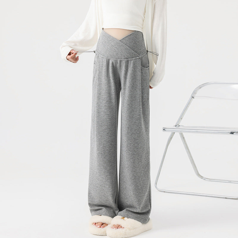 Pregnant Women's Pants Spring and Autumn Outer Wear 2024 New Autumn and Winter Wide Leg Pants Trousers Not Stomach Autumn Winter Wear