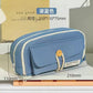 Button Pencil Bag with Good Looks for Girls, Large Capacity, Simple Ins Student Creative Canvas Stationery Bag, Pencil Stationery Box