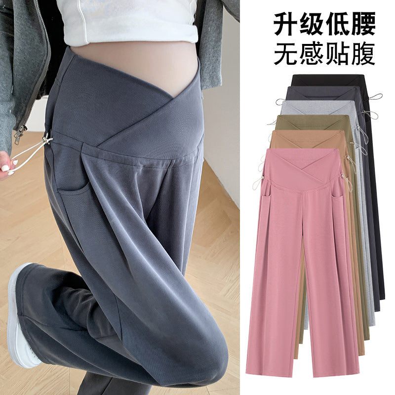 Real shot pregnant women pants spring and autumn outer wear 2025 new casual wide leg pants early pregnancy pants maternity spring clothes