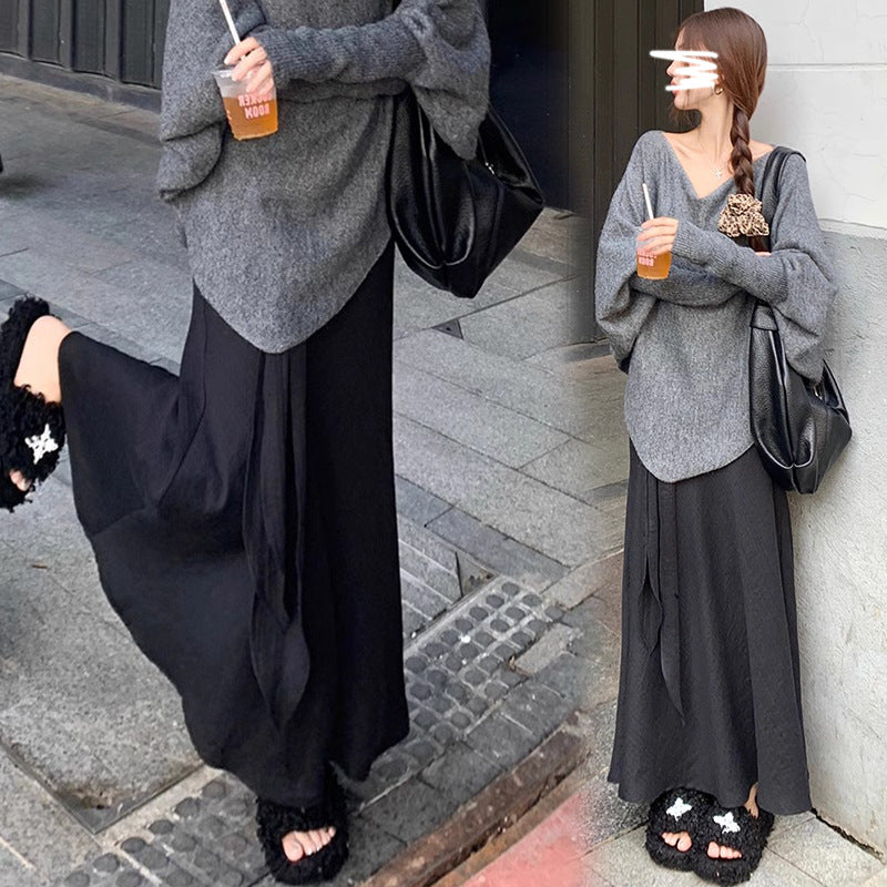 Maternity 2025 Spring New Korean Style Fashion Lace-up Fish Tail Belly-supporting Long Dress for Pregnant Women