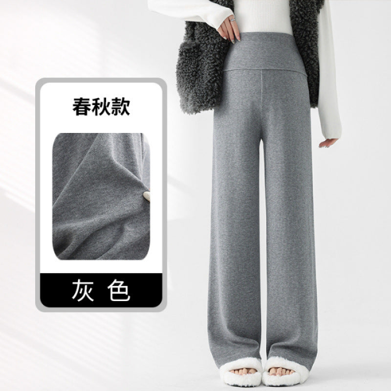 Lamb Fleece Pregnant Women's Pants Autumn and Winter fleece-lined Outer Wear Loose Dipping Wide-leg Pants New Non-abdominal Glutinous Rice Pants