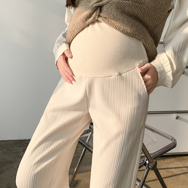 Pregnant Women's Pants Spring and Autumn Outer Wear plus size Wide Leg Pants Pregnant Women's Winter Pregnant Women's Pants fleece-lined Bottoming Abdominal Pants Spring