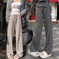Maternity fleece-lined Black and White Striped Towel Velvet Wide Leg Pants Autumn and Winter New Loose Drawstring Sports Pants Casual Pants