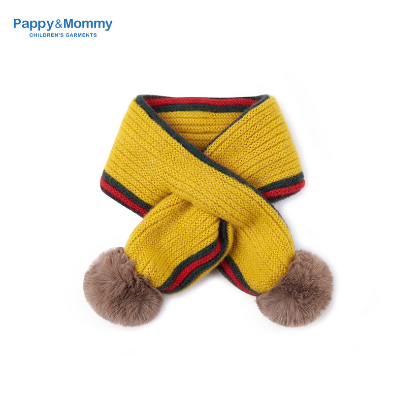 Babamama children's scarf winter thick warm jacquard love boy's scarf baby girl's thickened scarf scarf