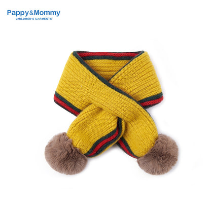 Babamama children's scarf winter thick warm jacquard love boy's scarf baby girl's thickened scarf scarf