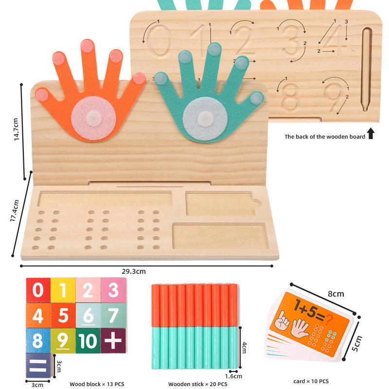 Children's Finger Arithmetic Educational Teaching Aids Addition and Subtraction Arithmetic Palm Mathematics Enlightenment Wooden Toys Kindergarten