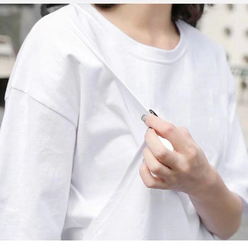 Breastfeeding Clothes Summer Outgoing Fashion Mid-length T-shirt Breastfeeding Top Side Opening Temperament Hot Mom Breastfeeding Clothes