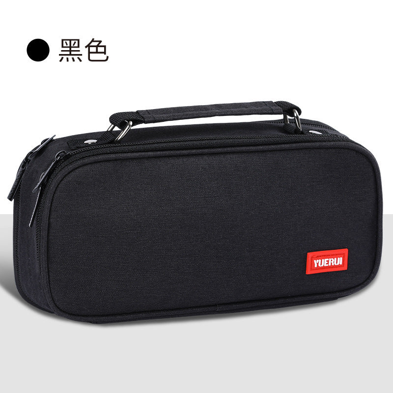 Yuerui Large-Capacity Canvas Multi-Layer Pencil Bag Portable Simple Student Multi-Functional Pencil Bag Satchel Stationery Box