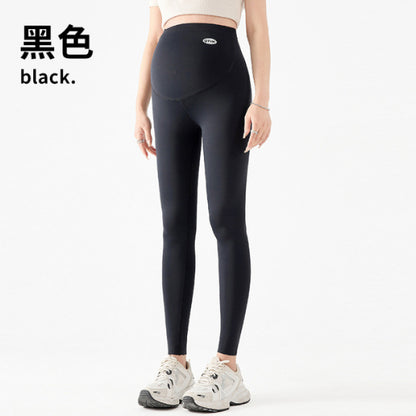 Real shot thin high pregnancy waist stripe winter milk velvet thread pregnant women leggings outside wear belly pants