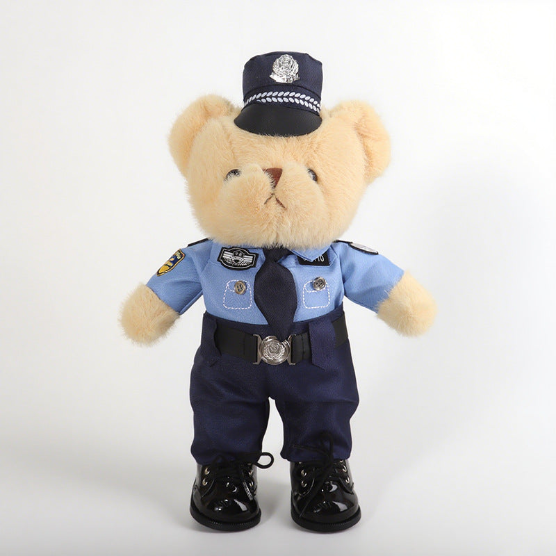 Police Bear Doll Traffic Police Bear Doll Uniform Fire Suit Teddy Bear Plush Toy Internet Red Bear Doll