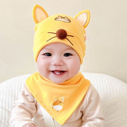 Katu Bear Infant Hat Spring & Fall 3-6-12 Months Male and Female Baby Pullover Hat Cotton 100-Day Sleeping Hat