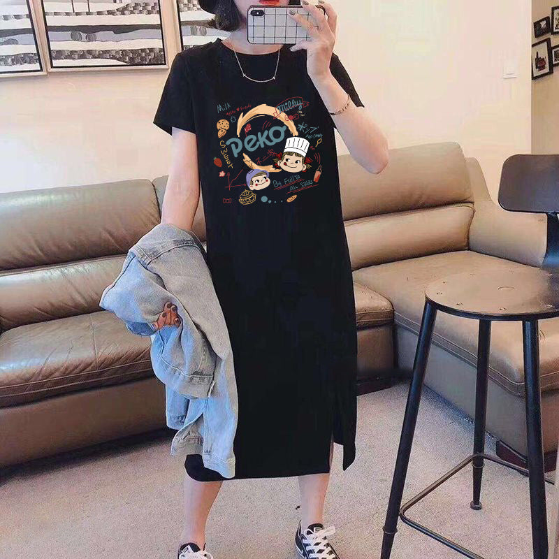 Breastfeeding Dress for Hot Moms When Going Out in Summer, Fashionable Cartoon T-Shirt Skirt, Breastfeeding Clothes, Maternity Clothes, Summer Clothes