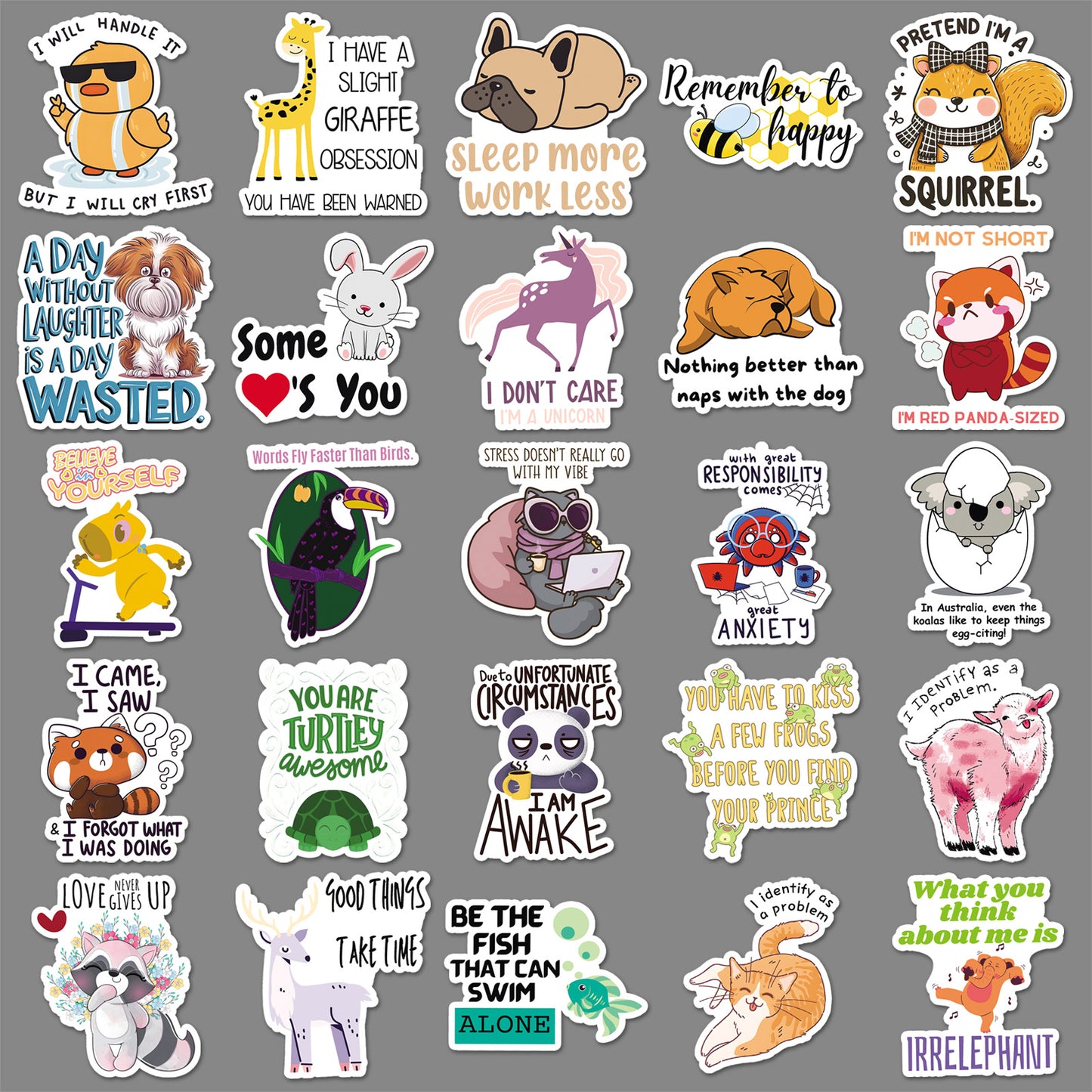 50 cartoon animal quotation stickers text creative graffiti notebook mobile phone book goo card suit stickers