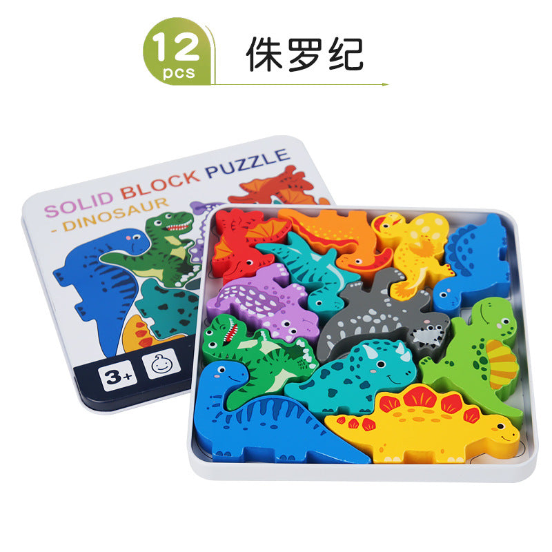Cross-Border Children's Wooden Three-Dimensional Hexagonal Puzzle Animal Transportation Puzzle Building Blocks Early Education Educational Toys