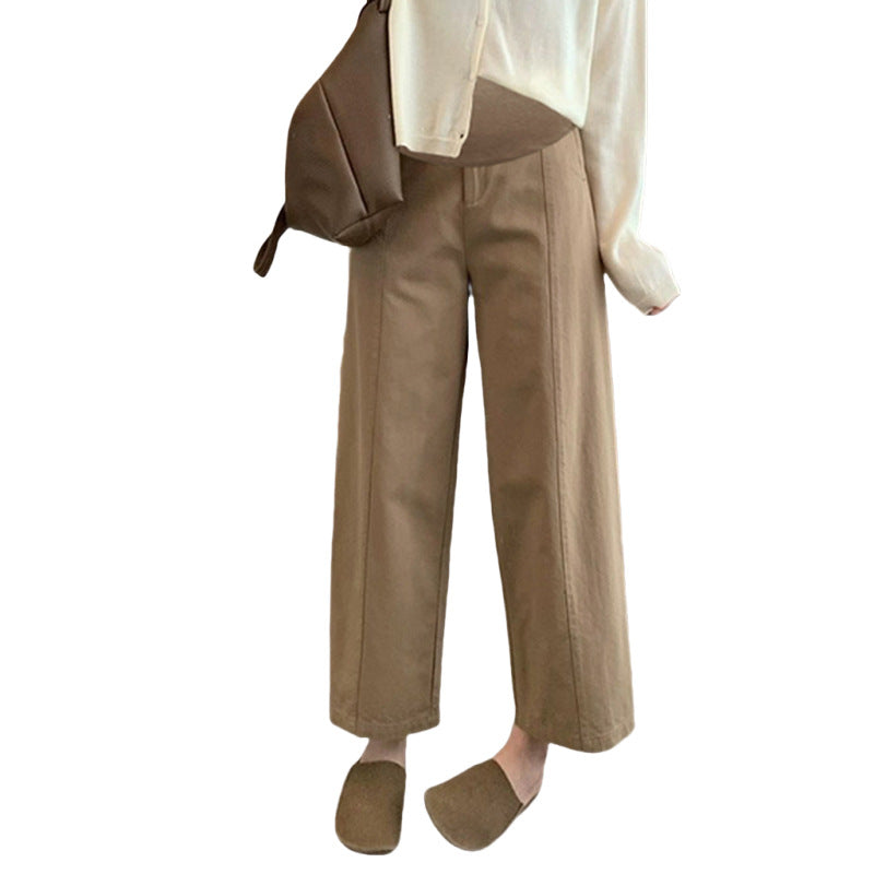 in stock Early Autumn New 2024 Pregnant Women's High Waist Slimming Casual Pants Women's Design Sense Pear-Shaped Figure Nine-point Haren Pants