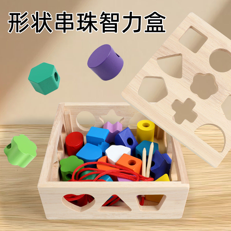 Montessori Early Education Large Particle Beaded Geometric Shape Matching Building Block Box Color Cognitive Teaching Aids Kidsren's Educational Toys