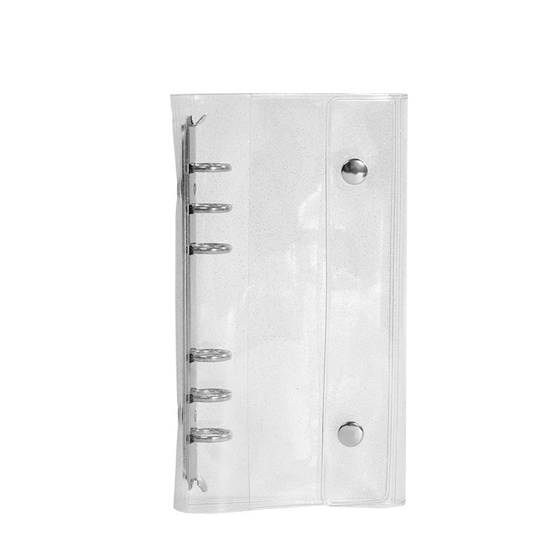 Free shipping a6 lengthened narrow binder transparent PVC double-button cover hand ledger card book six-hole diy cover in stock
