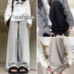 Pregnant women's pants texture soft waxy striped pants autumn high waist drape feeling lazy relaxation feeling niche straight leg pregnant women