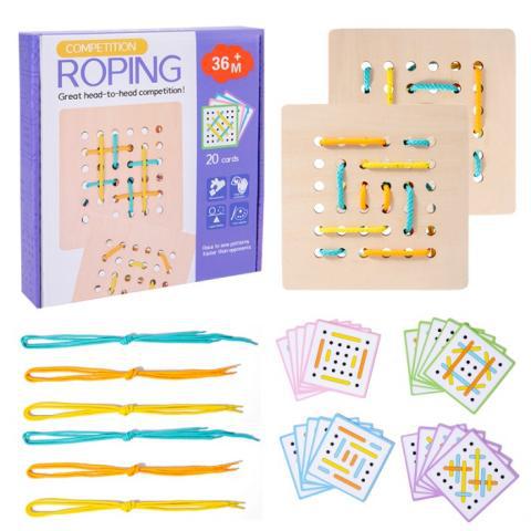 Children's Educational Threading Board, Threading Rope and Beads to Exercise Baby's Fine Finger Movement Toys, Montessori Early Education Teaching Aids