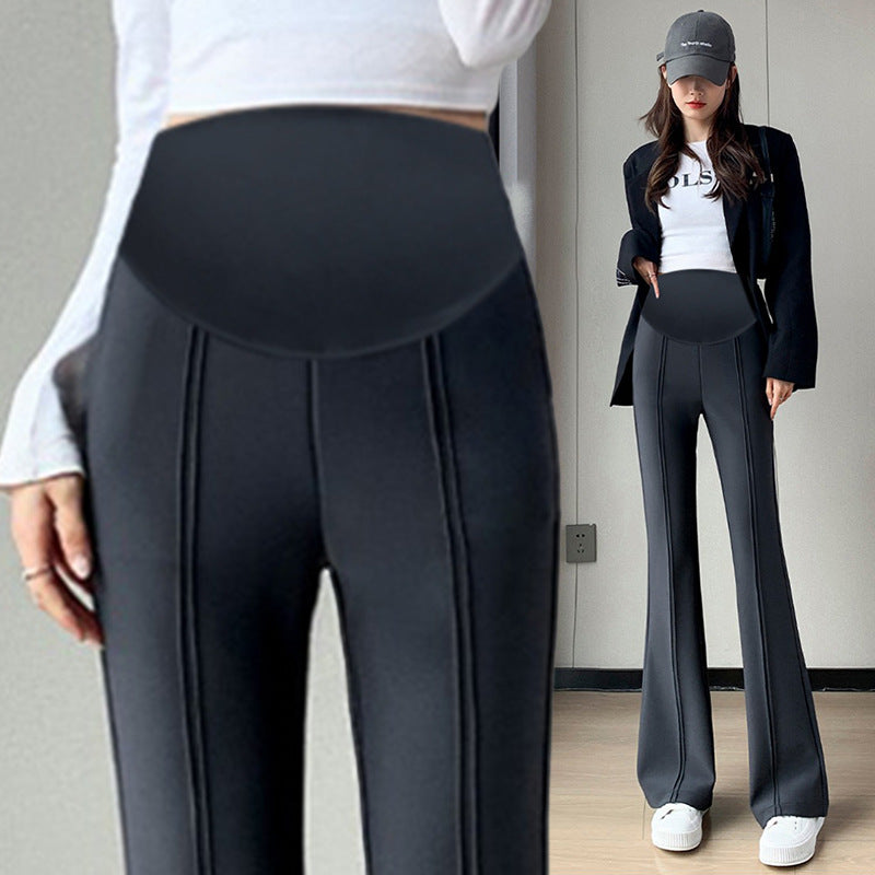 Pregnant women's spring new goddess pants flared pants split slim fit high slimming outerwear trousers pregnant women's suit pants