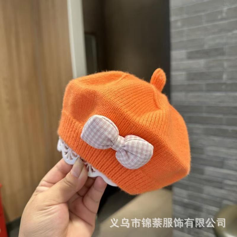 Spring and Autumn Korean Style Baby Boy and Girl Candy Color All-match Knitted Beret Children's Western Style Casual Wool Hat Paintler Hat