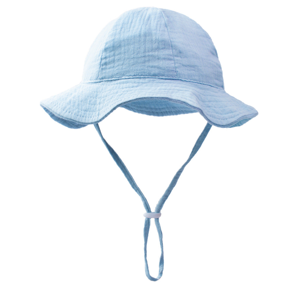 Ins Baby Pure Cotton Basin Hat European and American Anti-Sun Breathable Baby Fisherman Hat Pure Color Kidsren's Sun Hat Breathable Sun Protection