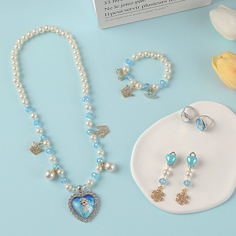 mermaid necklace diy pearl non-allergic beaded suit children cute mermaid princess necklace jewelry