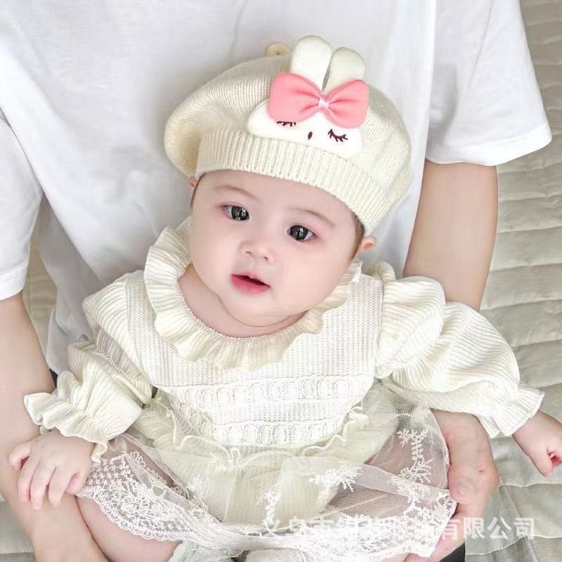 Spring and Autumn Korean Style Baby Boy and Girl Candy Color All-match Knitted Beret Children's Western Style Casual Wool Hat Paintler Hat